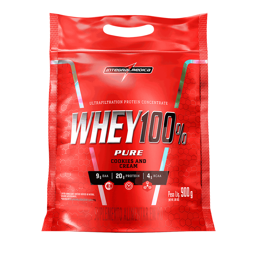 Whey Protein Concentrado Pouch - Cookies and Cream - 900g Integralmedica
