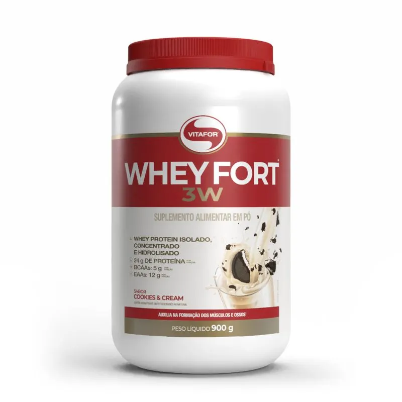 Whey Fort - Whey Protein 3W - Cookies and Cream - 900g Vitafor