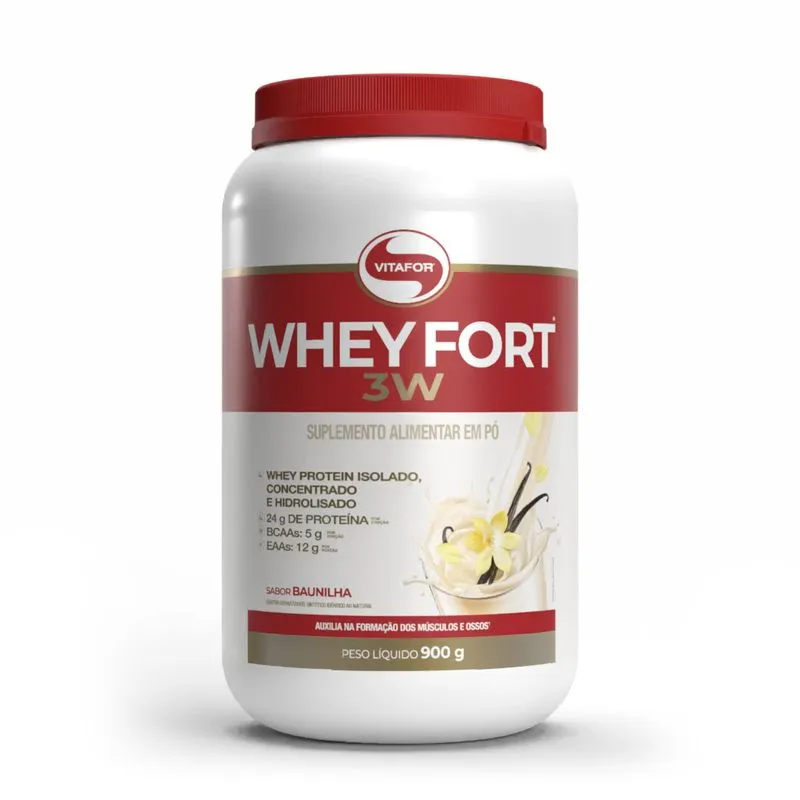 Whey Fort - Whey Protein 3W - Baunilha - 900g Vitafor