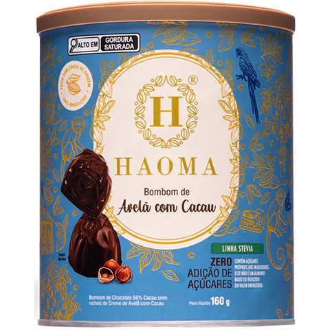 Bombom Avelã Lata - 160g Haoma - Linha Stevia