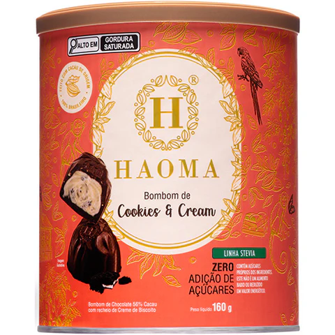 Bombom Cookies & Cream Lata - 160g Haoma - Linha Stevia