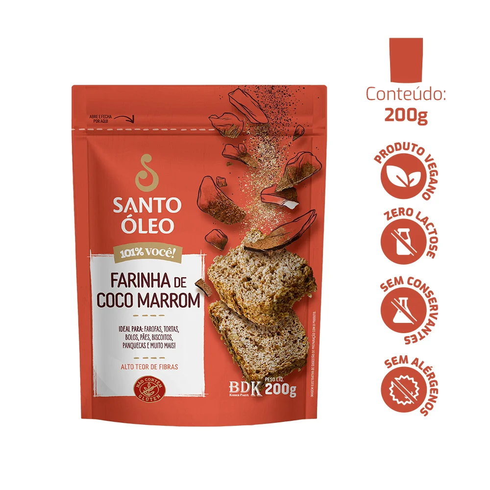 Farinha Coco Marrom – 200g Santo Óleo