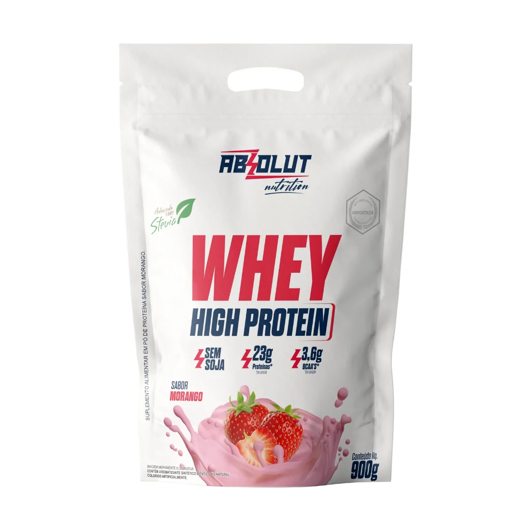 Whey High Protein - Sabor Morango - 900g  Absolut Nutrition