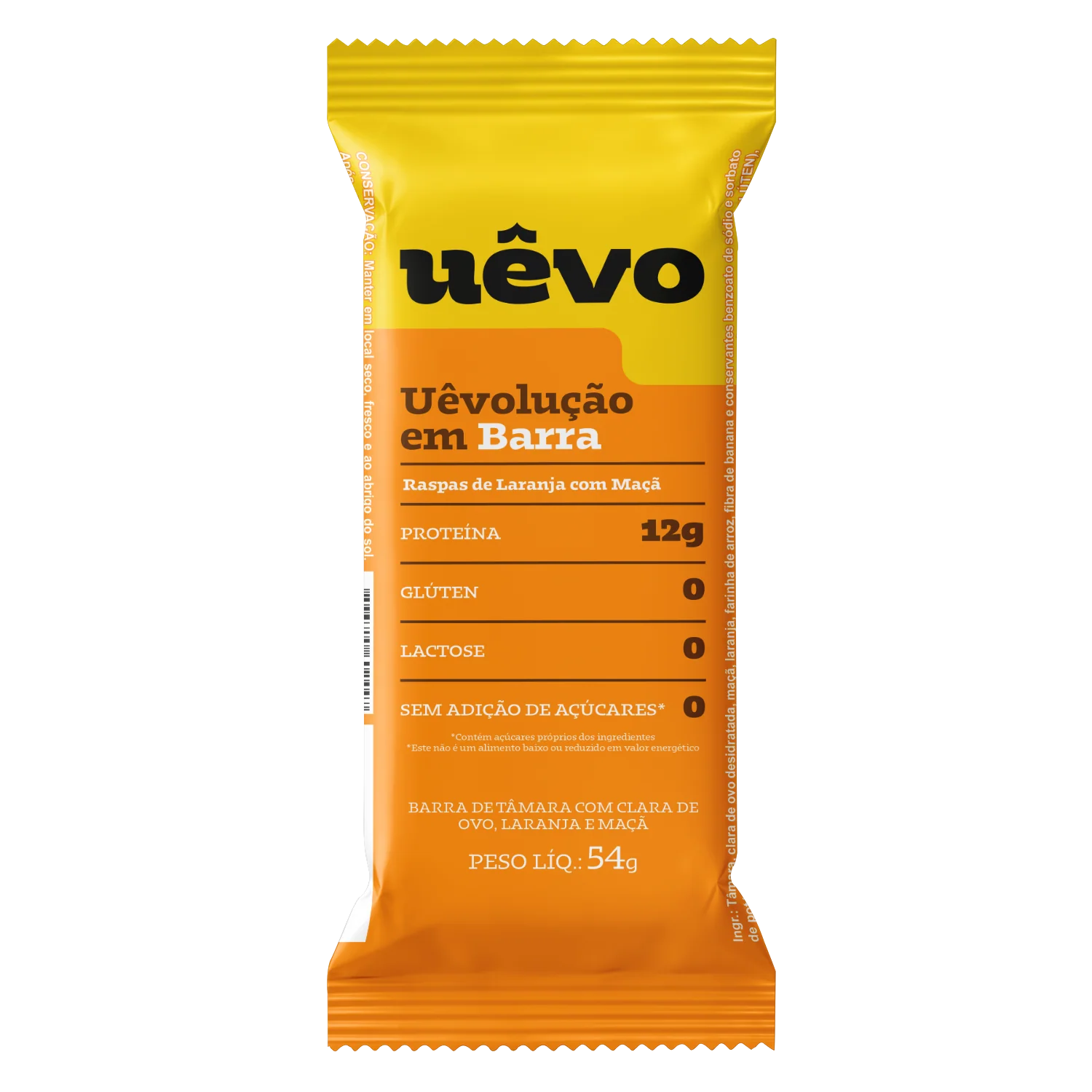 Uêvolução em Barra - Raspas de Laranja com Maça - 54g Uêvo